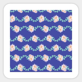 Watercolor flower garland on blue Sticker